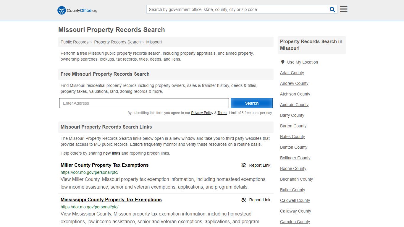 Missouri Property Records Search - County Office